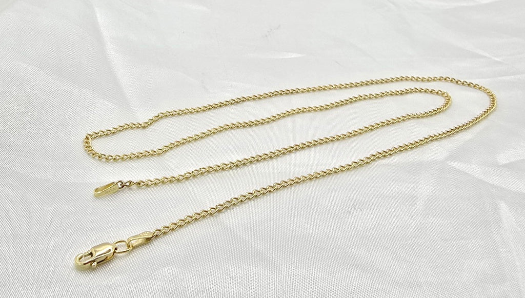 10KT HOLLOW CUBAN CURB FLAT CHAIN Size 16INCH 2MM Weight 1.7GR