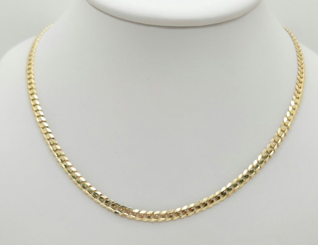 14KT SOLID CUBAN CURB FLAT CHAIN CLOSE LINK  Size 4MM 22INCH Weight 12.4GR