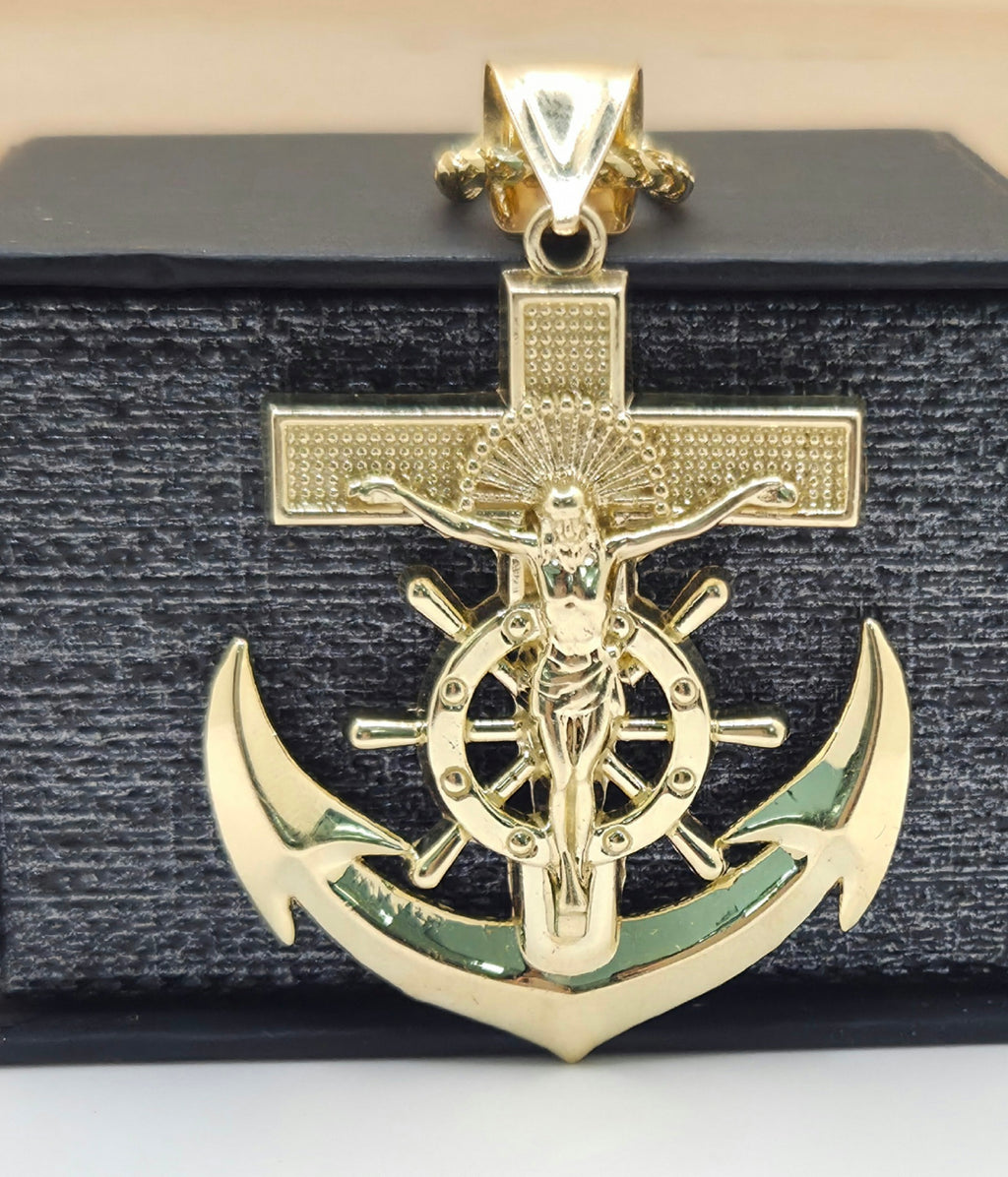 10KT LARGE ANCHOR JESUS PENDANT Weight 7.3GR