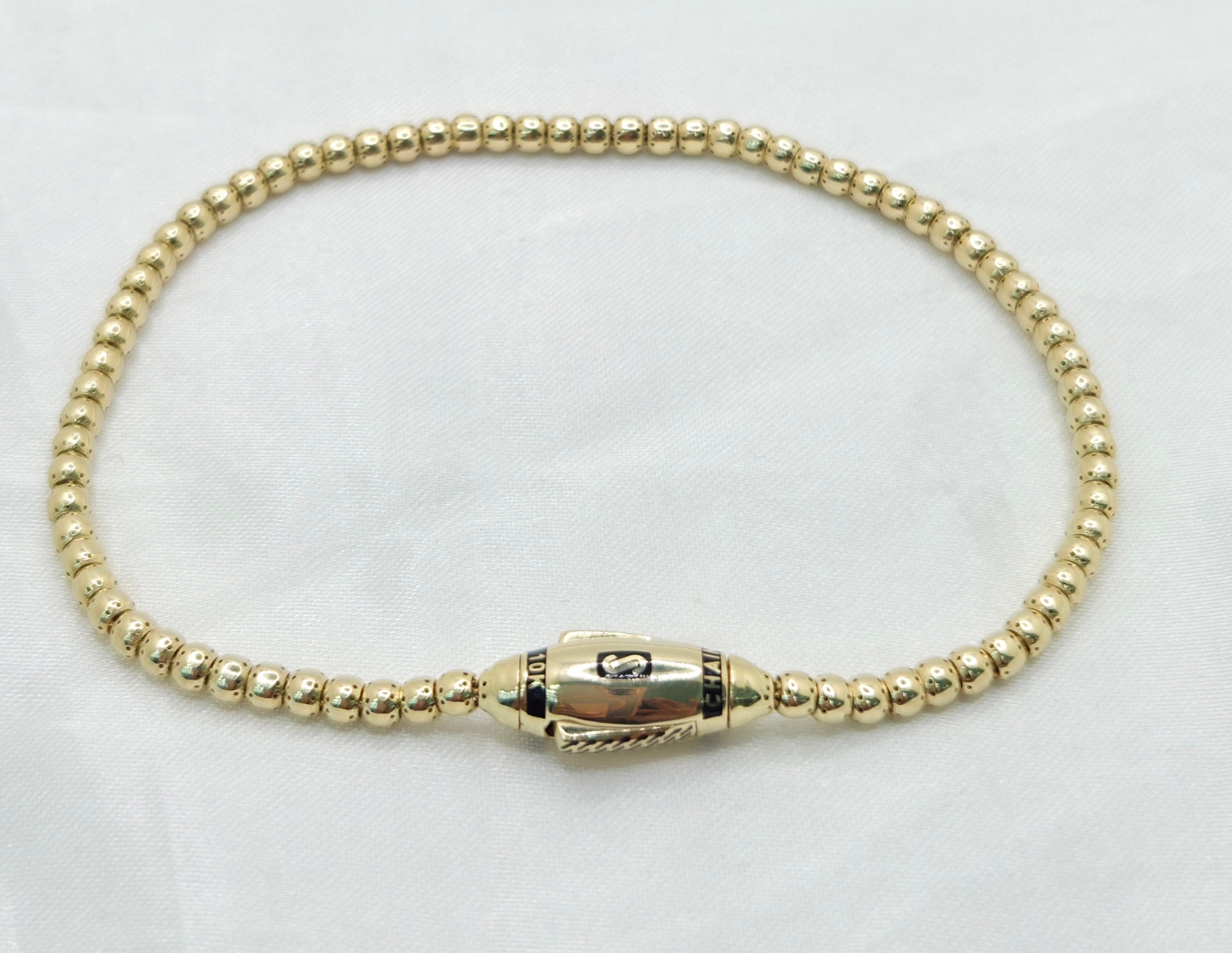 10KT CERTIFIED MONACO BEADED BRACELET Size 3MM 8INCH Weight 5GR