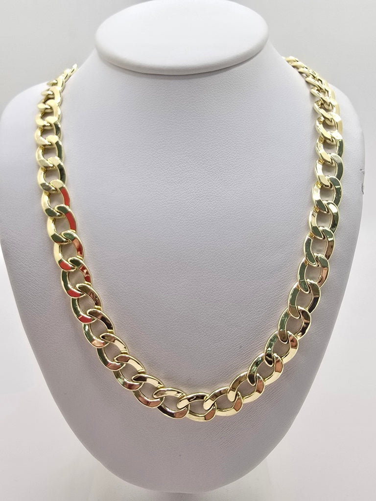 10KT HOLLOW CUBAN CURB FLAT CHAIN Size 20INCH 8MM Weight 19.6GR