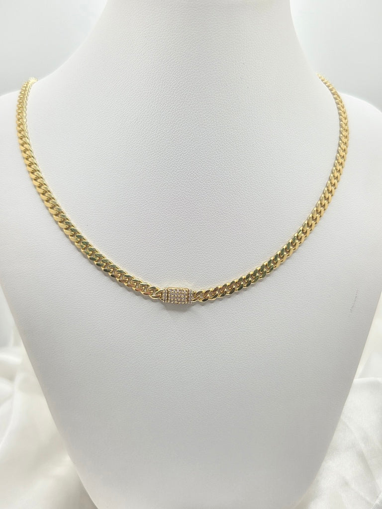 10KT SOLID MIAMI CUBAN CHAIN CZ LOCK Size 22INCH 4MM Weight 22.4GR