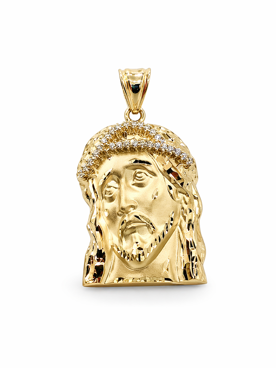 10KT CZ CROWN JESUS FACE PENDANT Size  Weigth 2.5GR