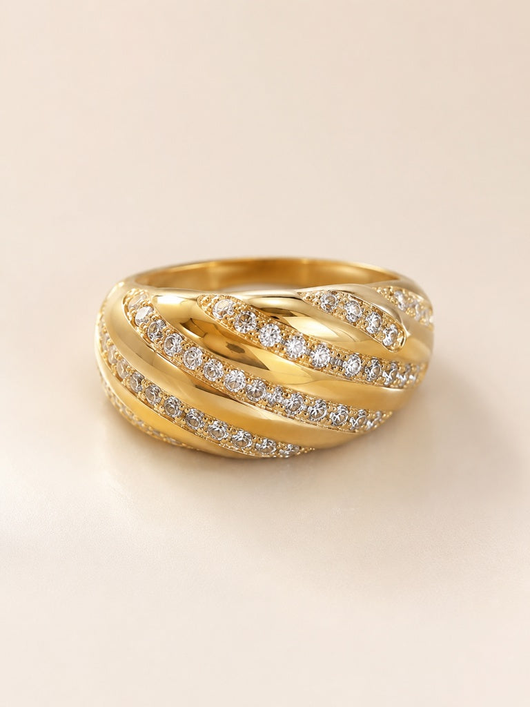 14KT YG MODERN CZ SPIRAL RING Size 8 Weight 2.3GR