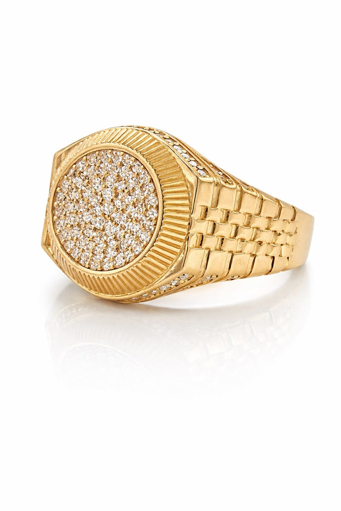 14KT MODERN ROUND CZ MAN'S RING Size 12.5 Weigth 5.4GR