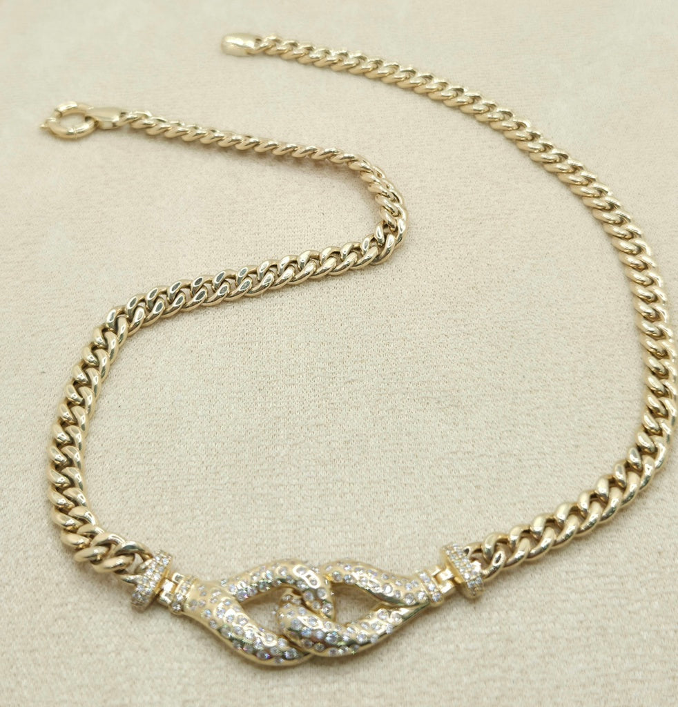 10KT VINTAGE CR DESIGN MIAMI CUBAN NECKLACE Size 18INCH 6.5MM Weight 19.5GR