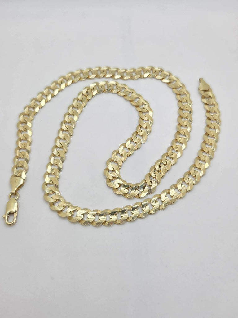 14KT SOLID CUBAN CURB FLAT CHAIN CLOSE LINK Size 24INCH 9.8MM Weight 66.7GR