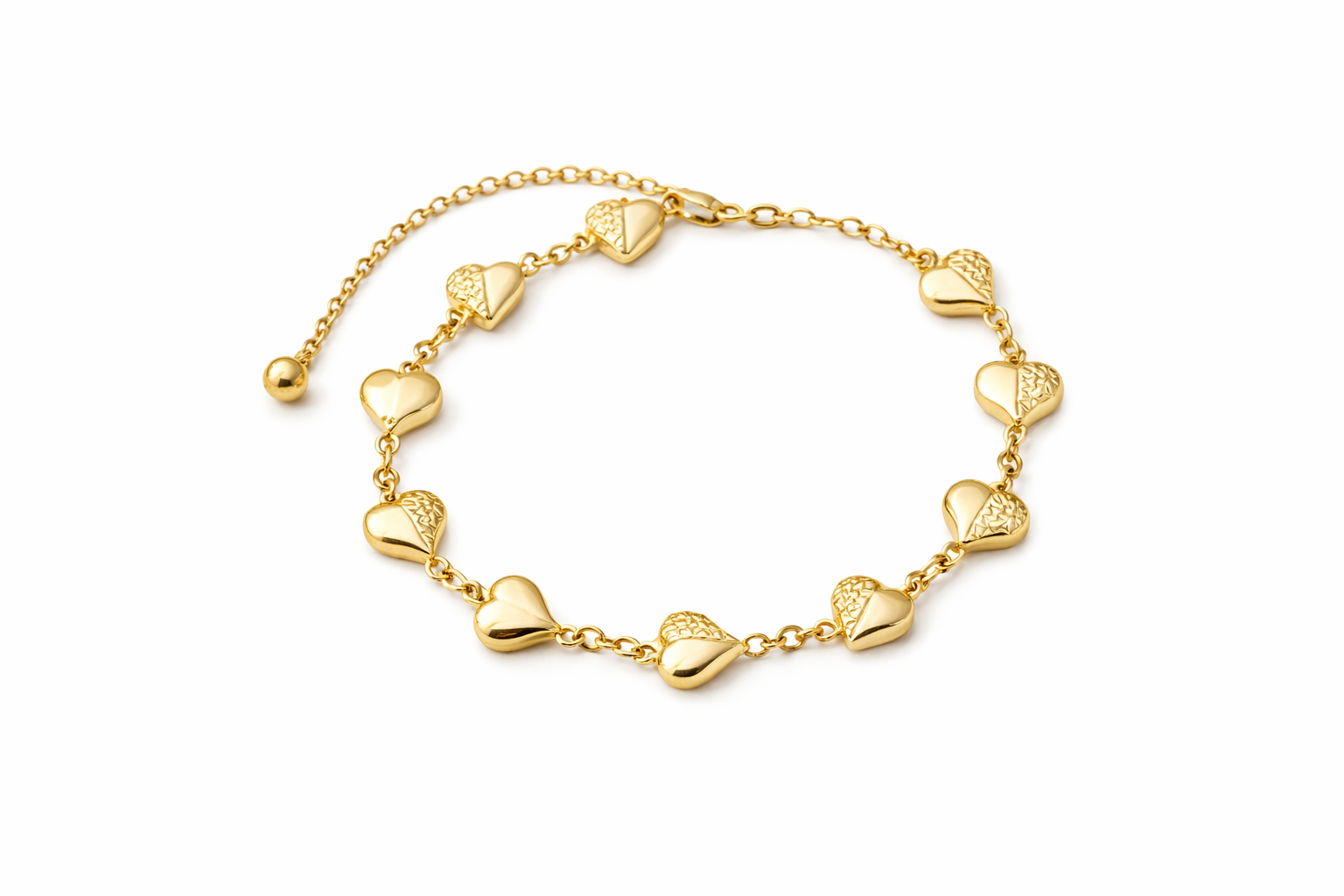 10KT HEART BRACELET Size 8INCH Weigth 6.4GR