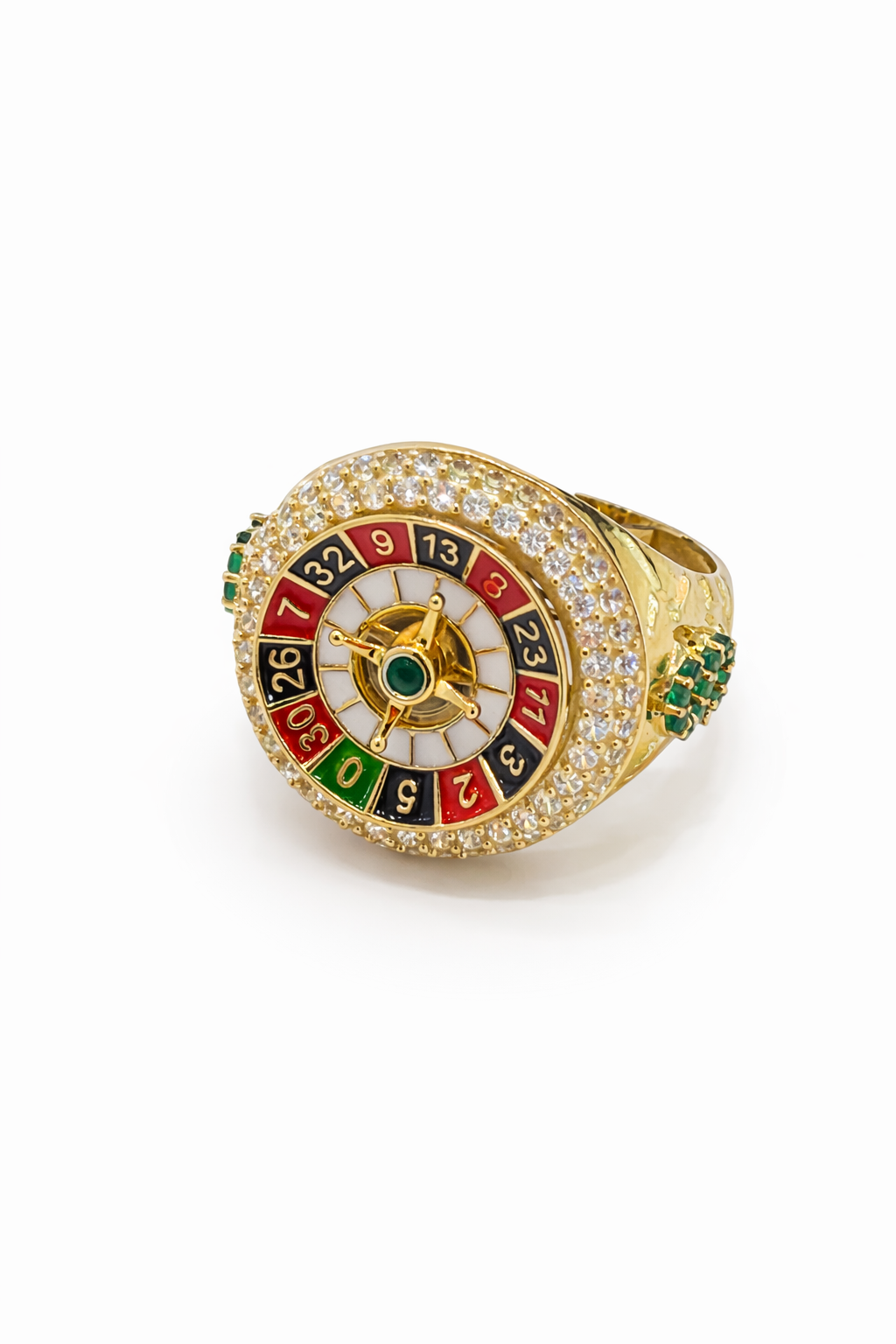 10KT MODERN CASINO ROULETTE RING WITH MONEY SYMBOL DETAILS Size 10 Weigth 4.8GR