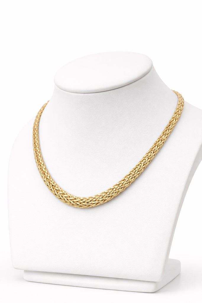 10KT ELEGANT DEGRADED FLAT BRAIDED DESIGN NECKLACE Size 18INCH Weigth 8.5GR