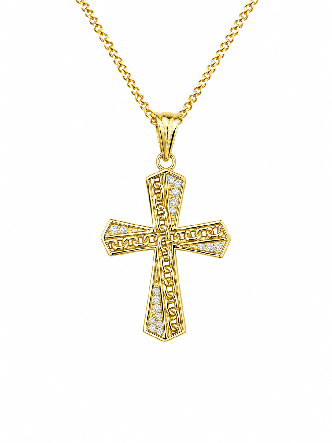 14KT SMALL CHAIN DETAILS CROSS PENDANT Weigth 2.2GR