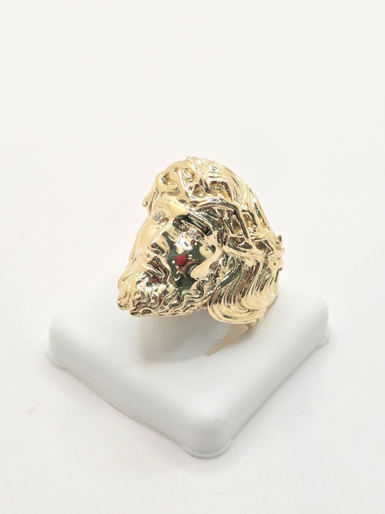 10KT ALL GOLD JESUS CRISTO FACE RING Size 10 Weight 13GR