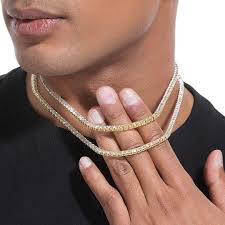 925 14KT GOLD PLATED 30CTW MOISSANITE TENNIS CHAIN Size 16INCH 4MM