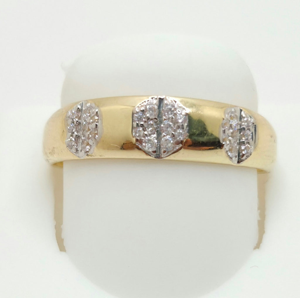 14KT CZ DELICATE MEN'S RING Size 10 Weight 1.7GR