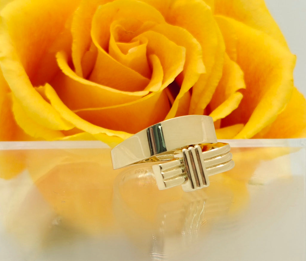 14KT MODERN FIRENZE SQUARE STYLE WOMEN'S RING Size 6.5 Weight 3GR