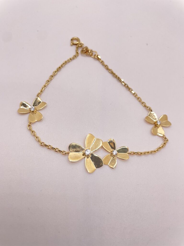 14KT FLOWERS BRACELET Size 7INCH Weight 3.4GR