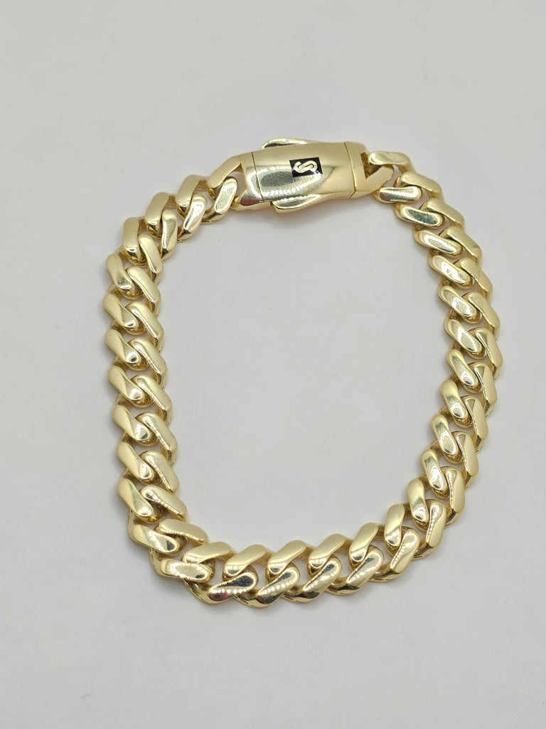 10KT CERTIFIED PLAIN MONACO BRACELET Size 8INCH 9.5MM Weight 11.9GR