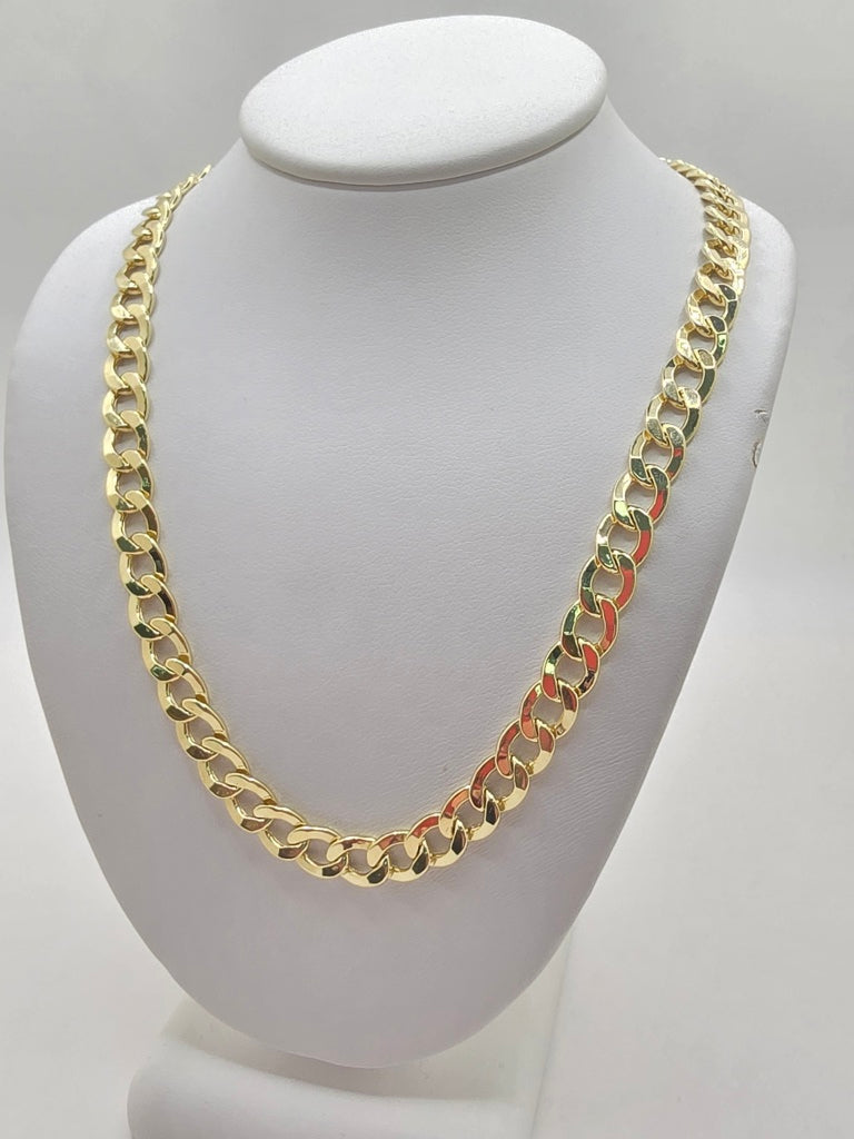10KT HOLLOW CUBAN CURB FLAT CHAIN Size 18INCH 6.5MM Weight 12.2GR