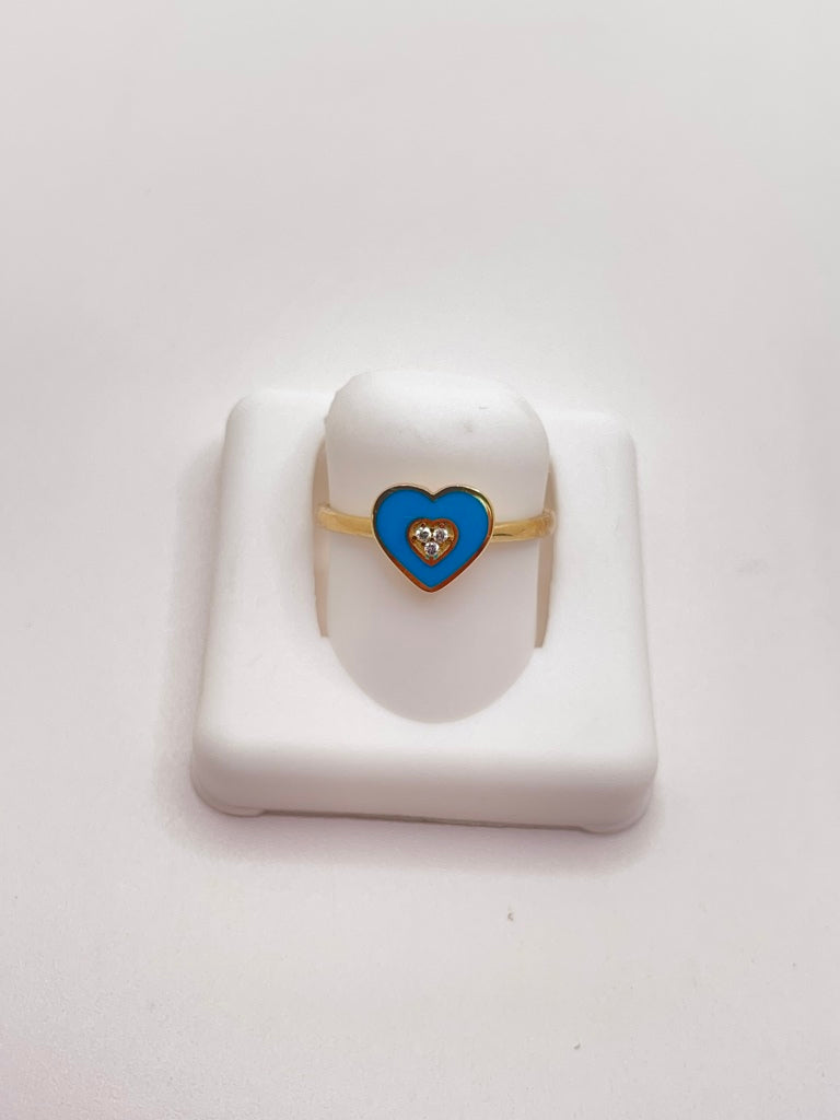 10KT SMALL BLUE HEART RING Size 7 Weight 1.08GR