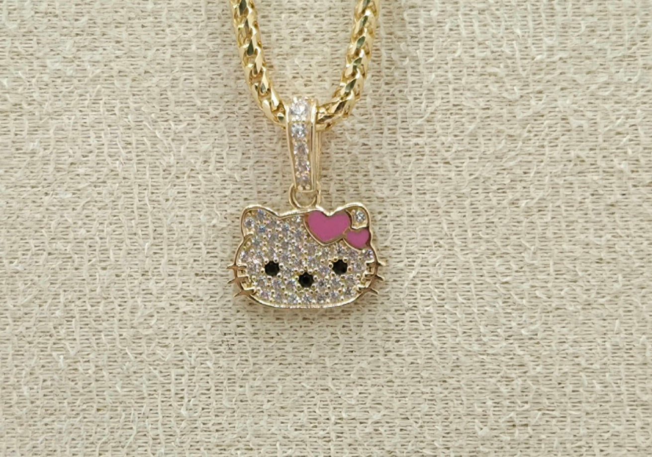 14KT SMALL CZ HELLO PENDANT Weight 1.3GR