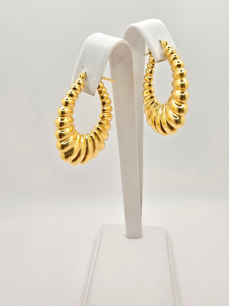 10KT SHRIMP DESIGN HOOPS EARRINGS Size 4 Weight 6GR