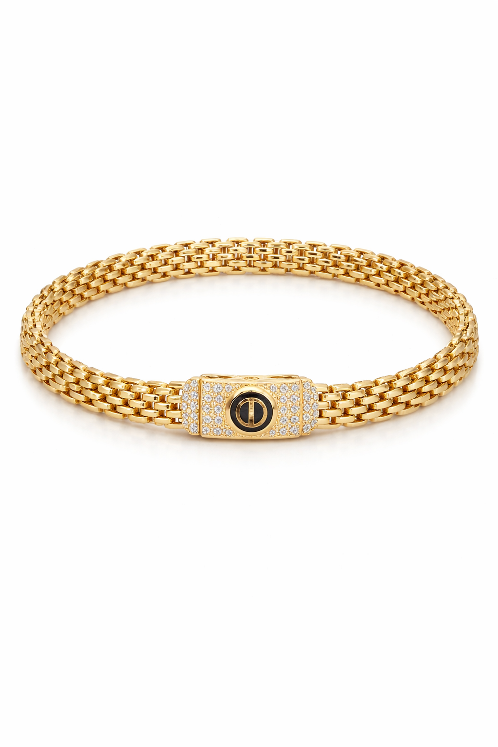 10KT MODERN CZ DETAILS WATCH BRACELET Size 8INCH 5MM Weigth 8GR