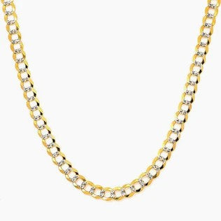 14KT TWOTONE CUBAN CURB FLAT CHAIN Size 22IN Weigth 11.7 GRS