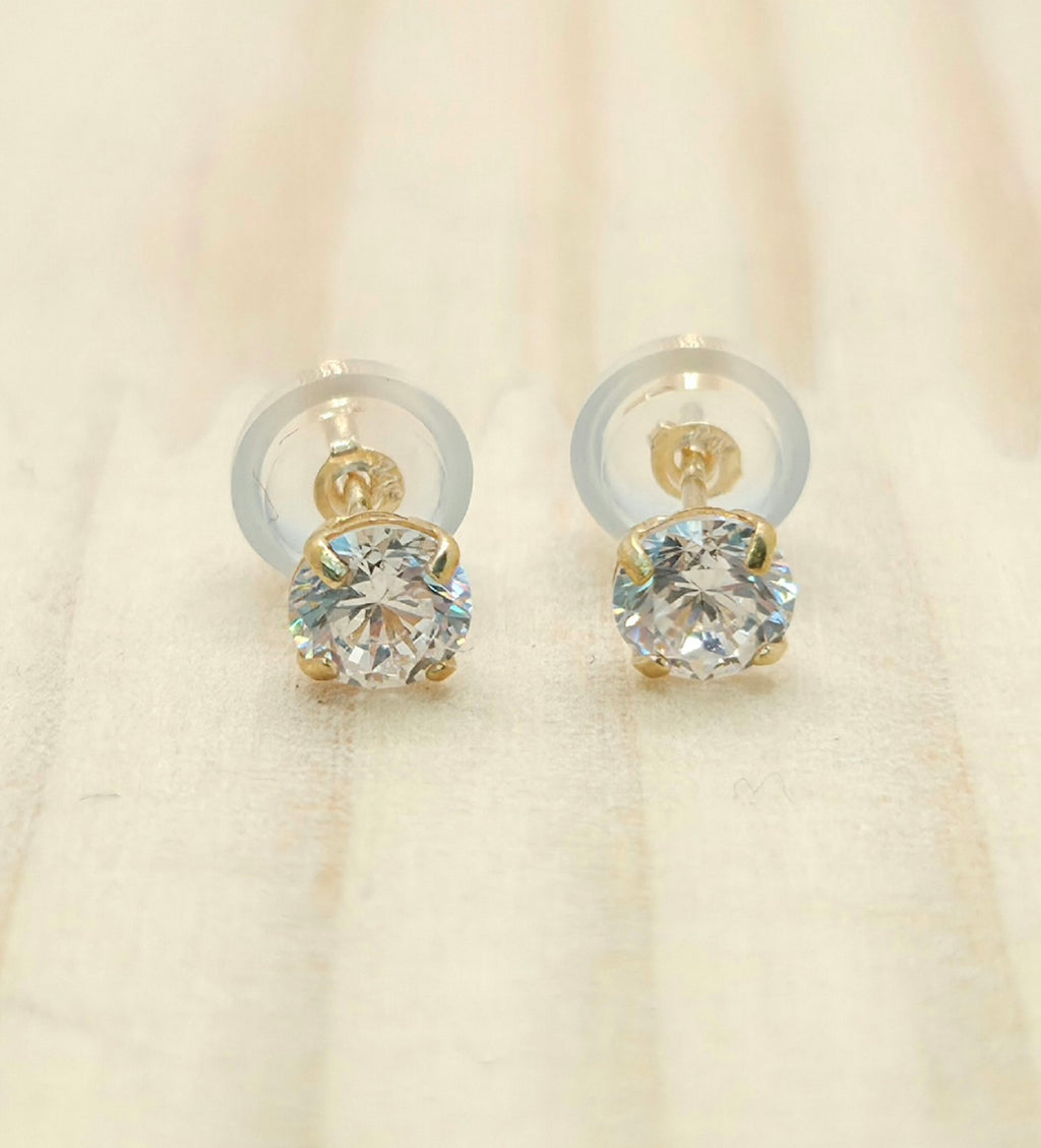 14KT ROUND SOLITAIRE  EARRINGS 6MM Size 6MM
