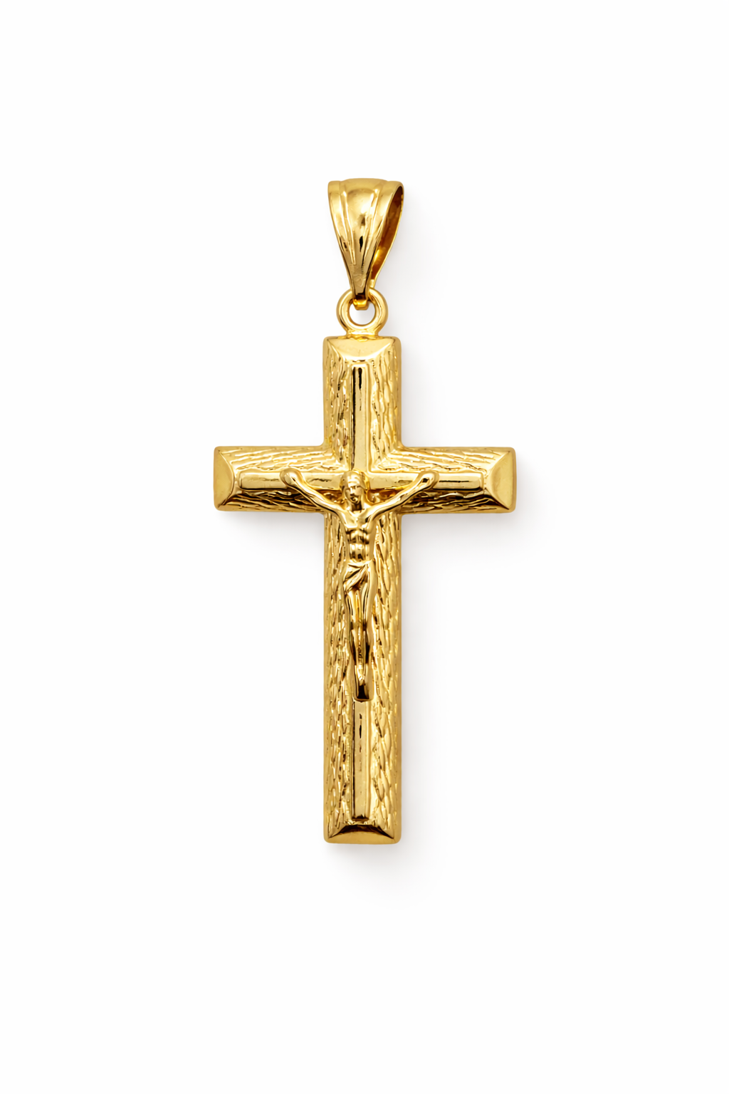 14KT SMALL DIAMOND CUT DETAIL JESUS CRUCIFIX CROSS PENDANT Weight 3.4GR