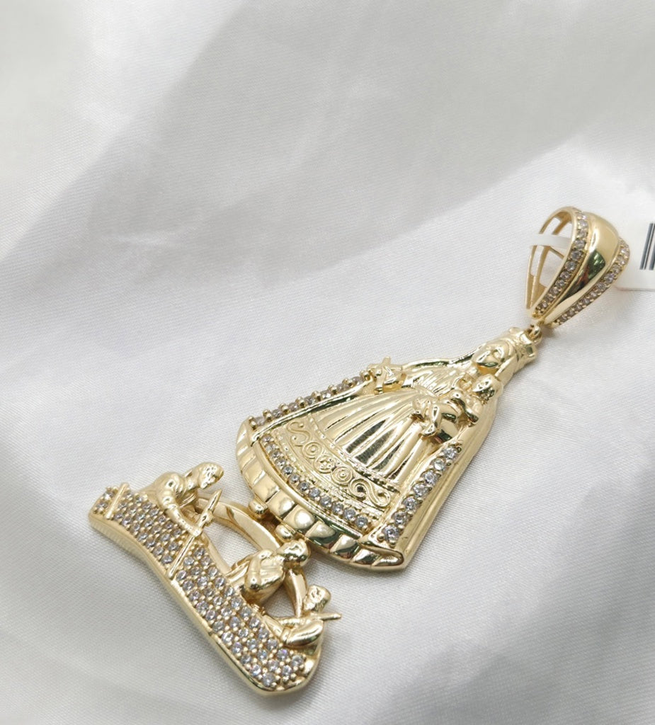 10KT CARIDAD PENDANT BODY CHAPE  CZ Size LARGE Weight 11.9GR