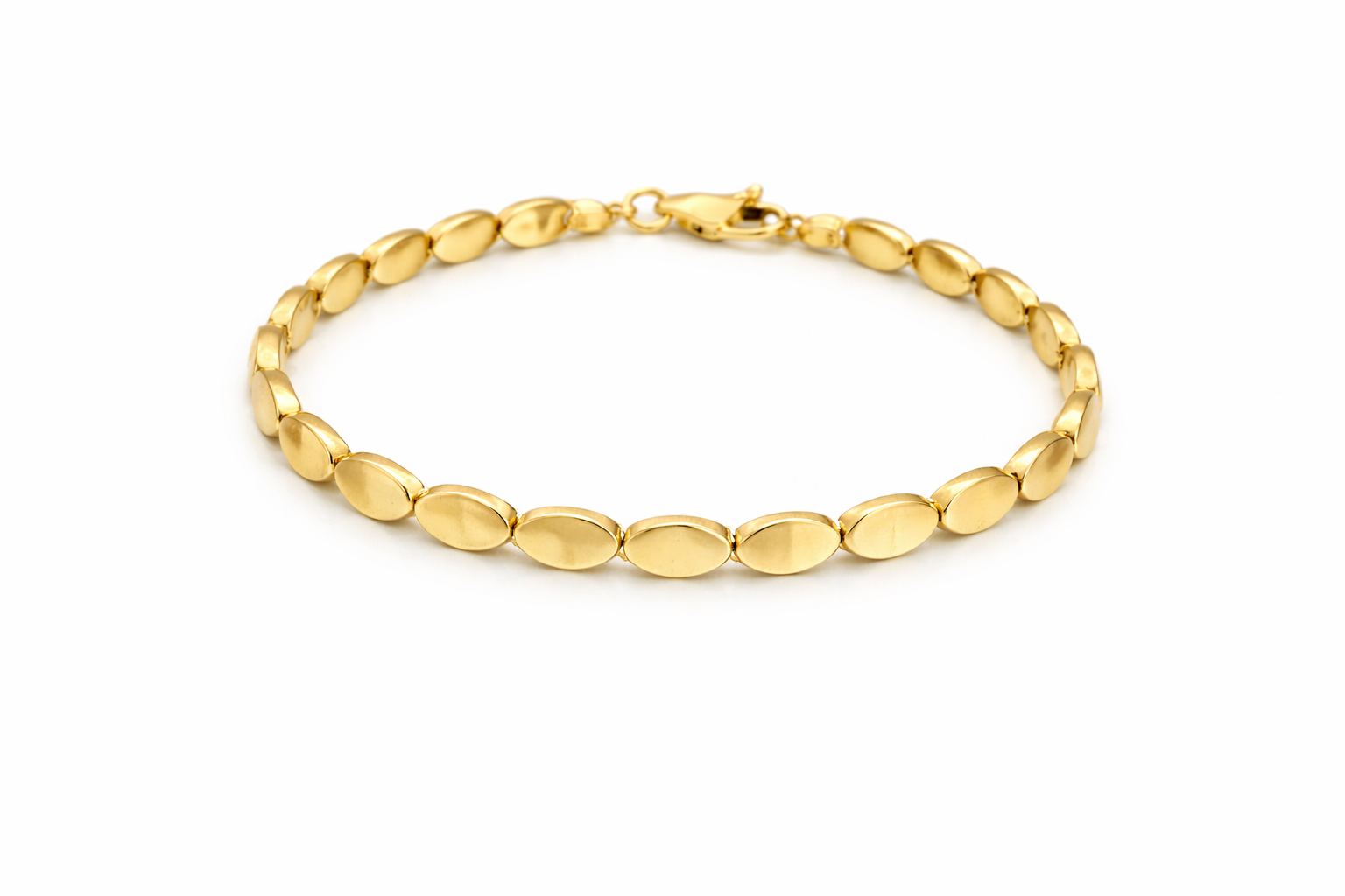 14KT MODERN DIAMOND CUT OVALS BRACELET Size 7INCH  Weigth 8.1GR