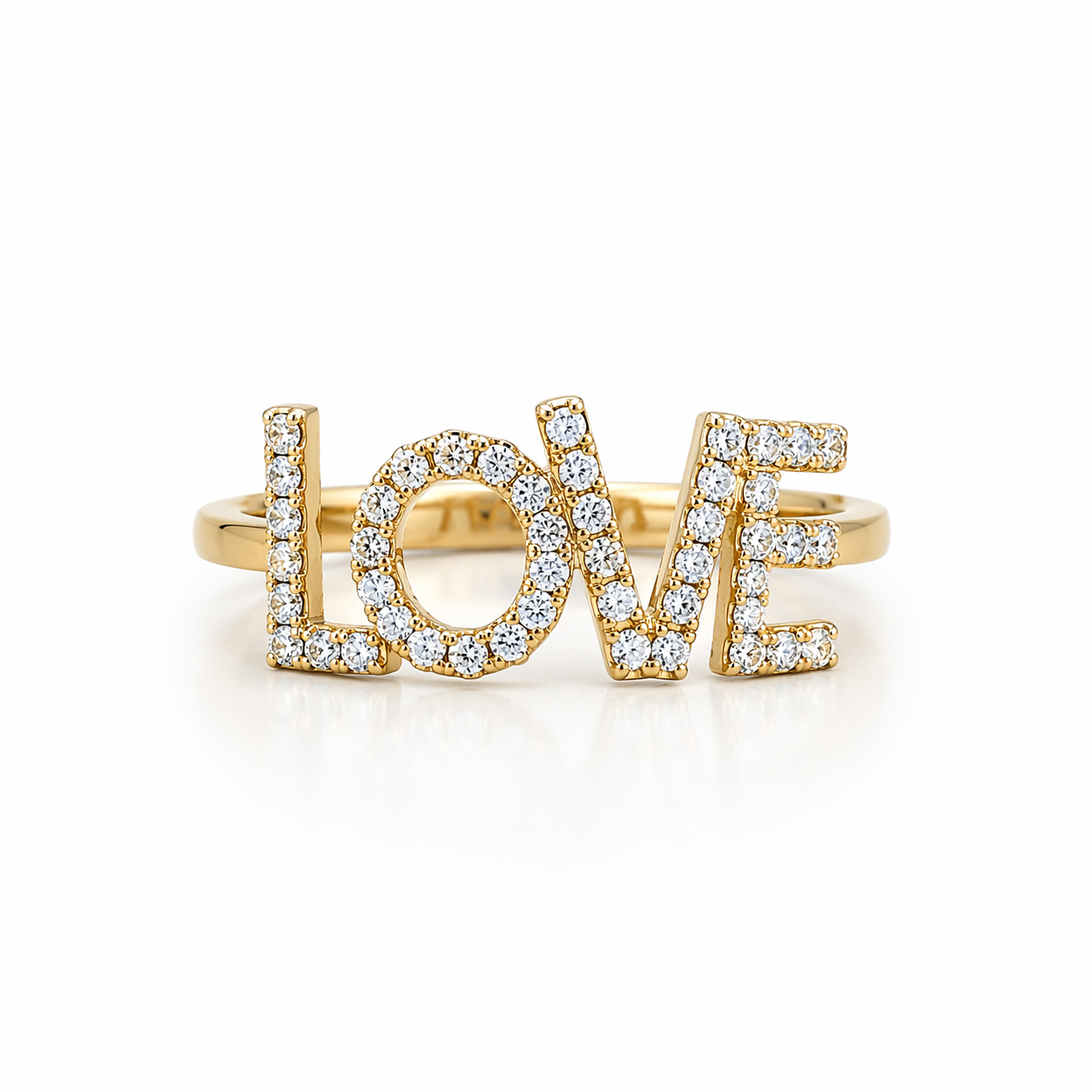 14KT BEAUTIFUL LOVE RING FULL OF DETAILS SIZE 7 Weight 1.8GR