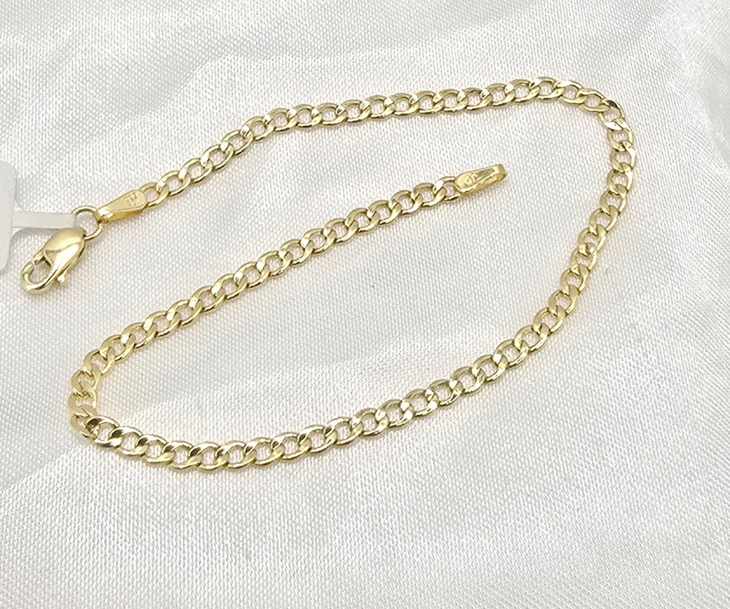 10KT HOLLOW CUBAN CURB FLAT BRACELET Size 7INCH 2.5MM Weight 0.9GR