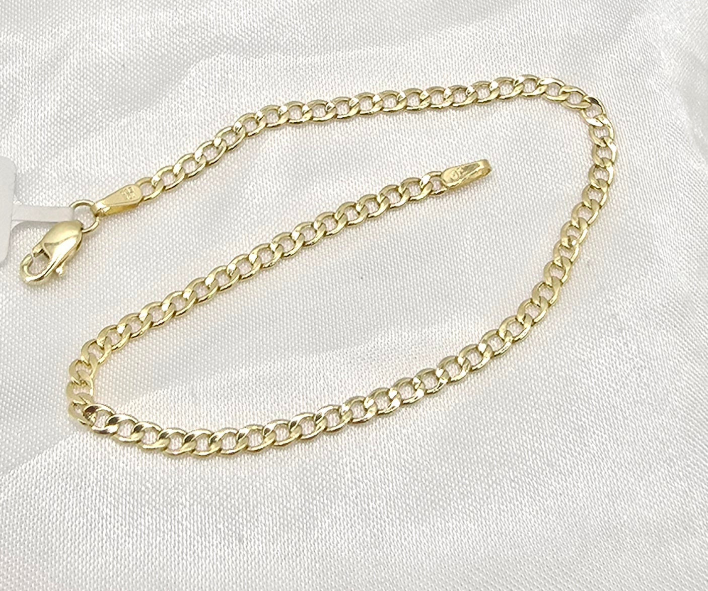 10KT HOLLOW CUBAN CURB FLAT BRACELET Size 7INCH 2.5MM Weight 0.9GR