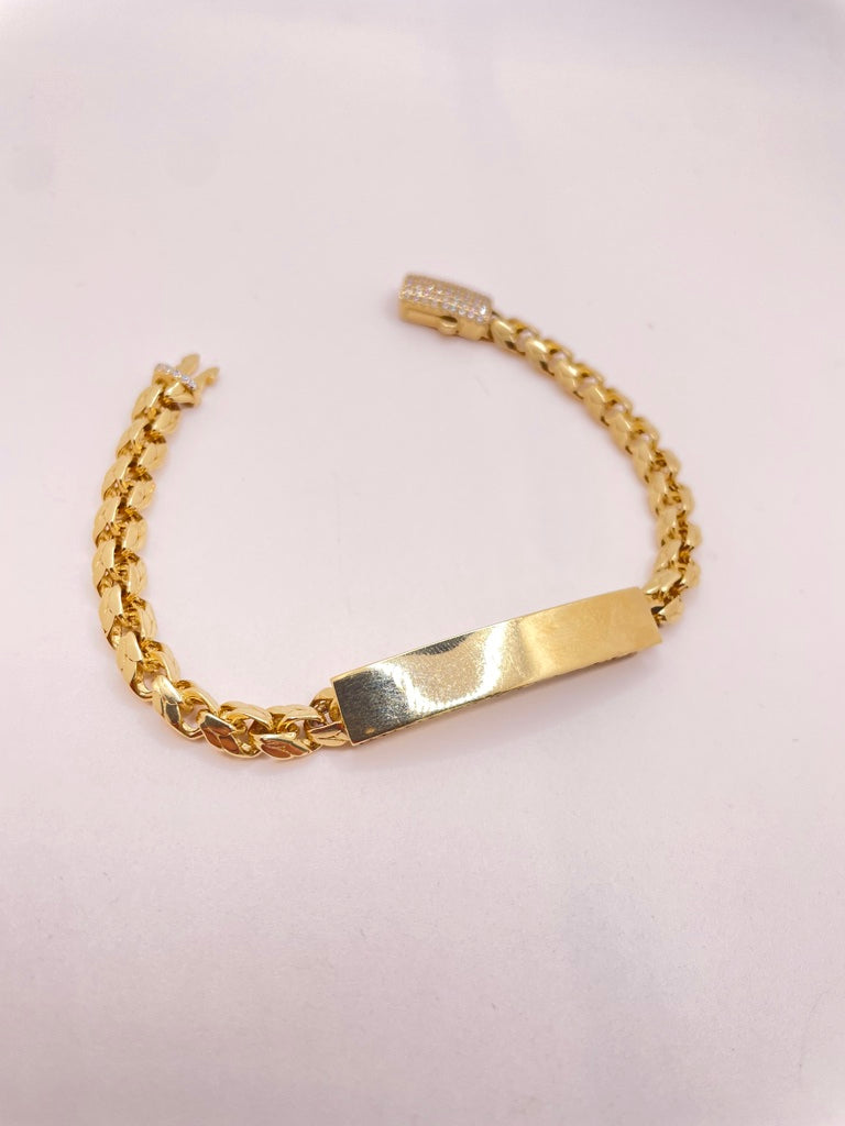 10KT ID CHINO LINK STYLE BRACELET Size 7INCH 5.5MM Weight 10GR