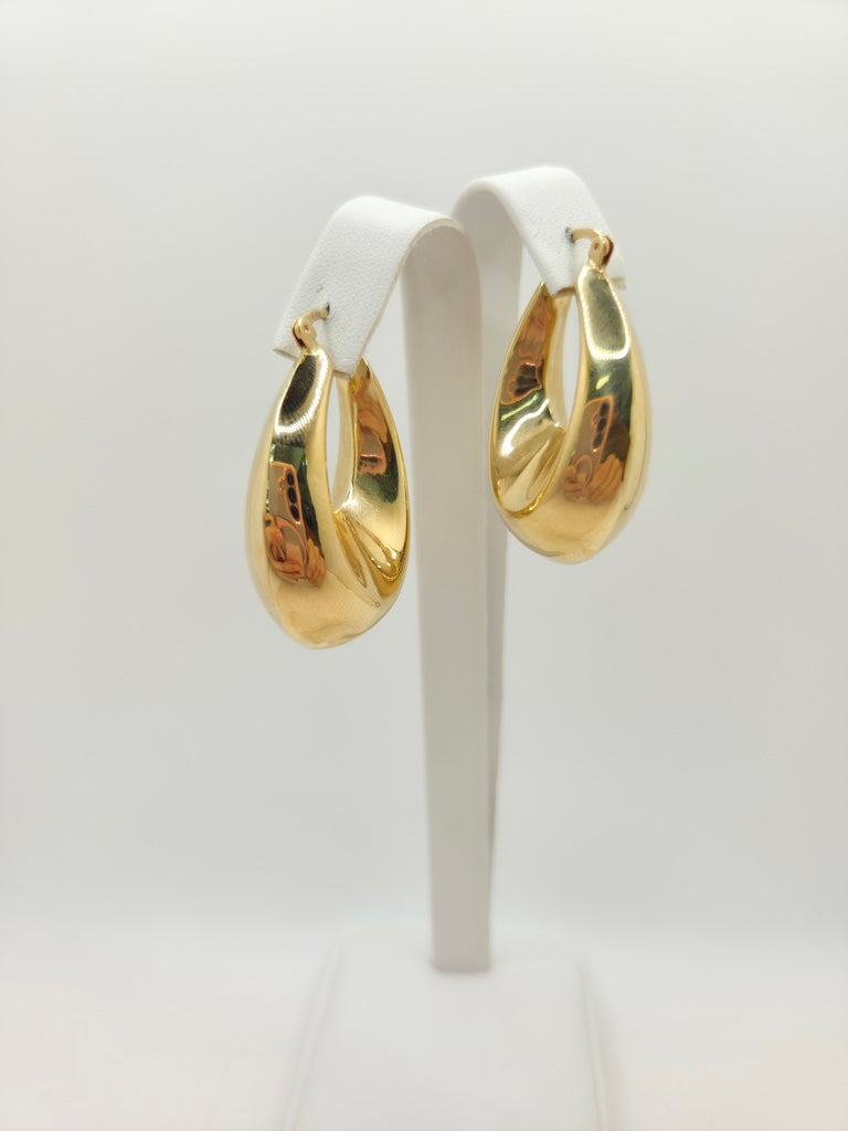 10KT SMALL MODERN TEARDROP HOOPS EARRINGS Weight 3.6GR