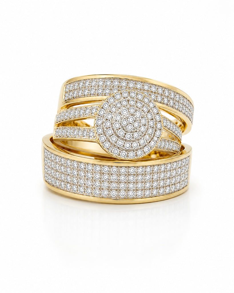 14KT DIAMOND ENGAGEMENT TRIO SET RING Size 7-11