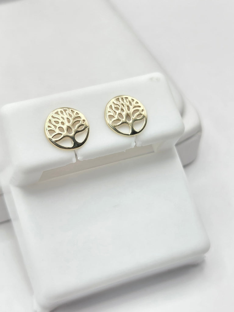 10KT DELICATE TREE OF LIFE ROUND EARRINGS Size  Weigth 0.8GR