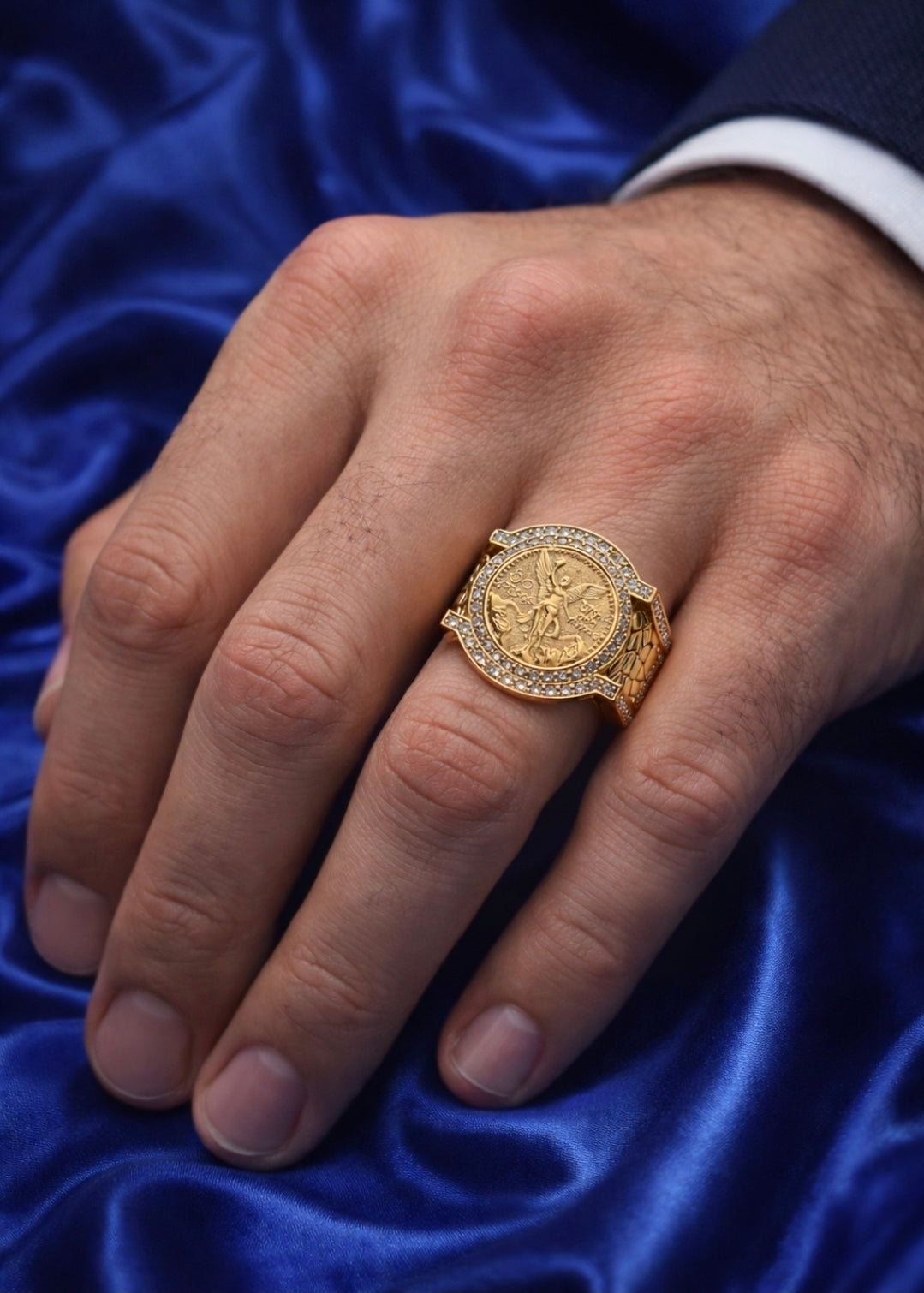 10KT NUGGETS DETAILS CENTENARY MAN'S RING Size 12 Weigth 6GR