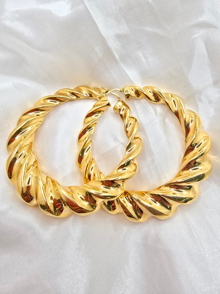 14KT EXTRA LARGE SIREN HOOPS EARRINGS Weight 19.7GR