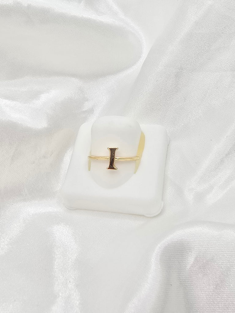 14KT "I" LETTER RING Size 6 Weight 1.2GR