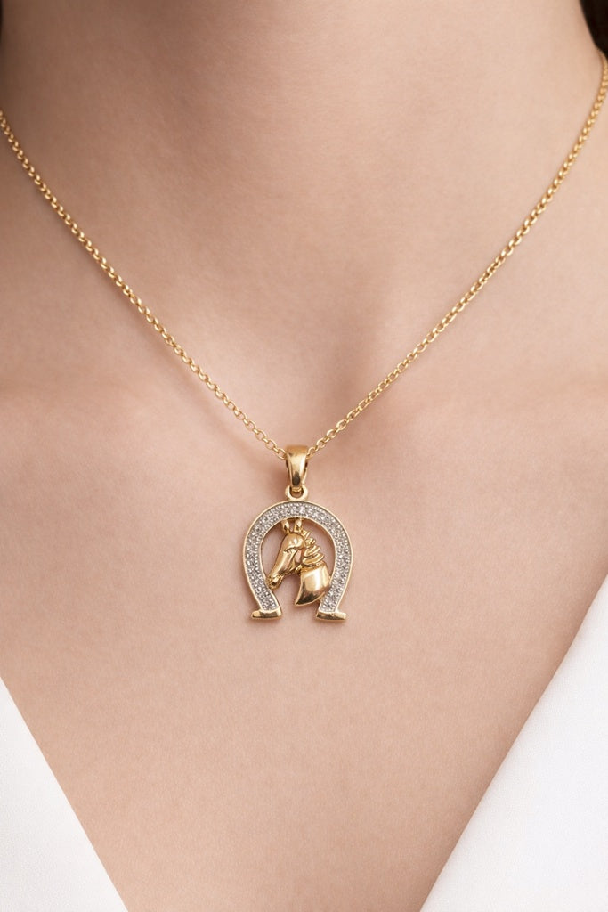 10KT SMALL HORSE  DIAMOND PENDANT Weigth 1GR