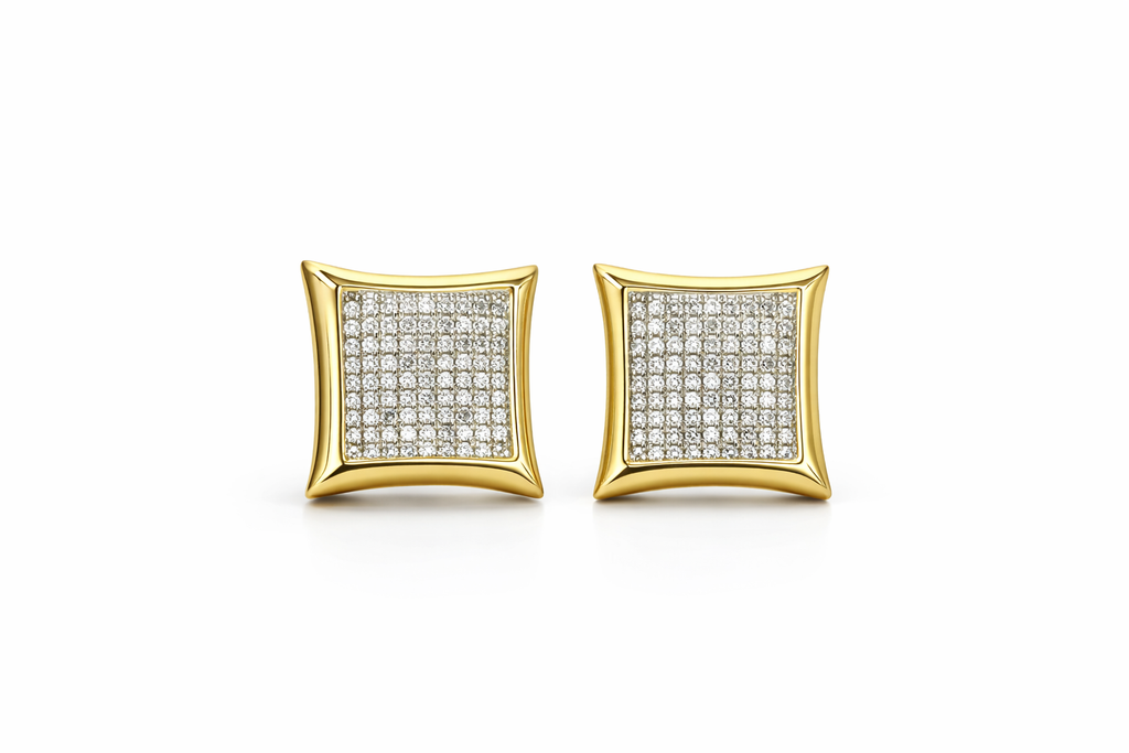 10KT LARGE SQUARE DIAMOND EARRINGS Size 0.50CT