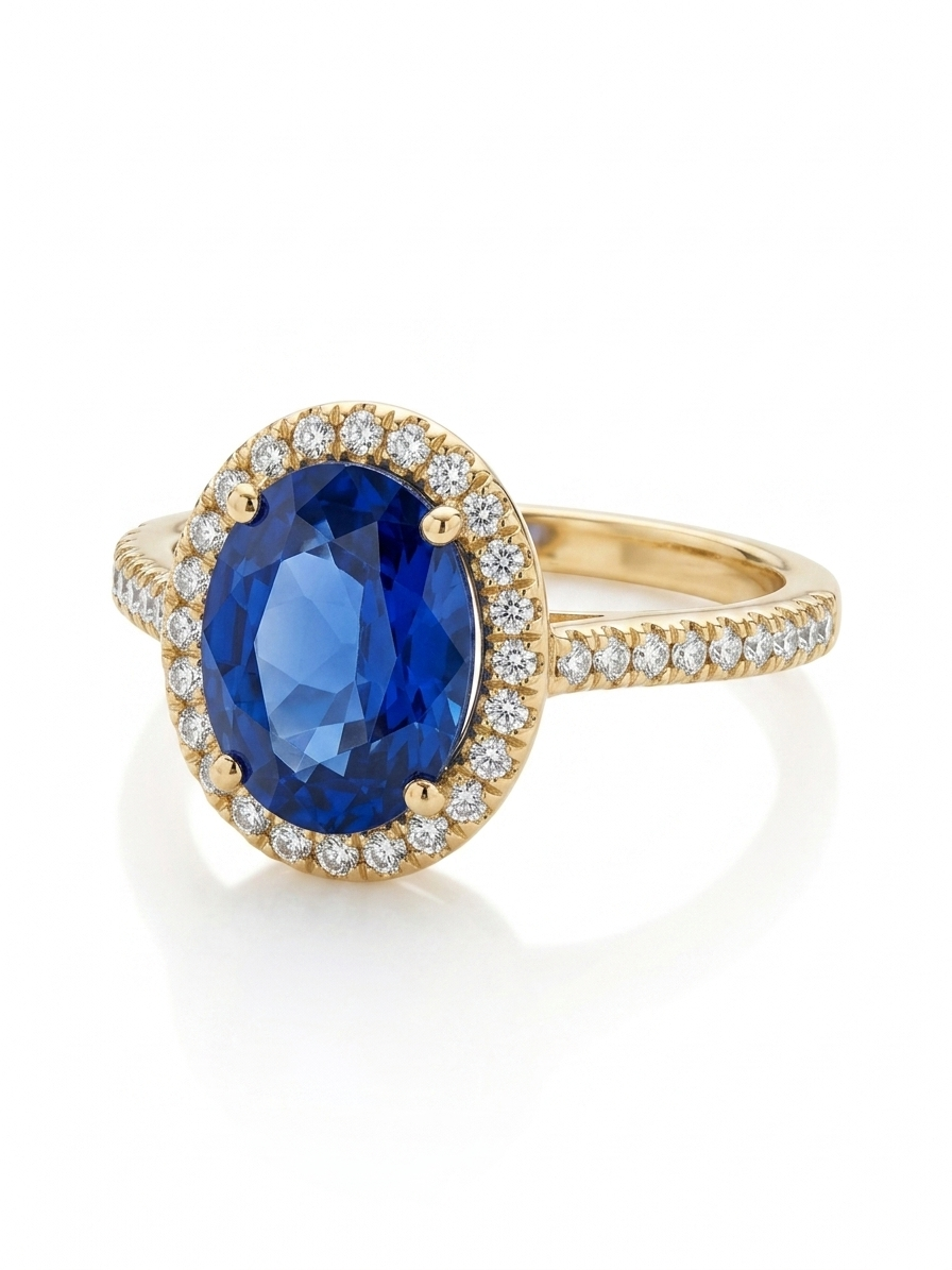 14KT BLUE STONE RING SIZE 8.5 Weigth 2.3GR