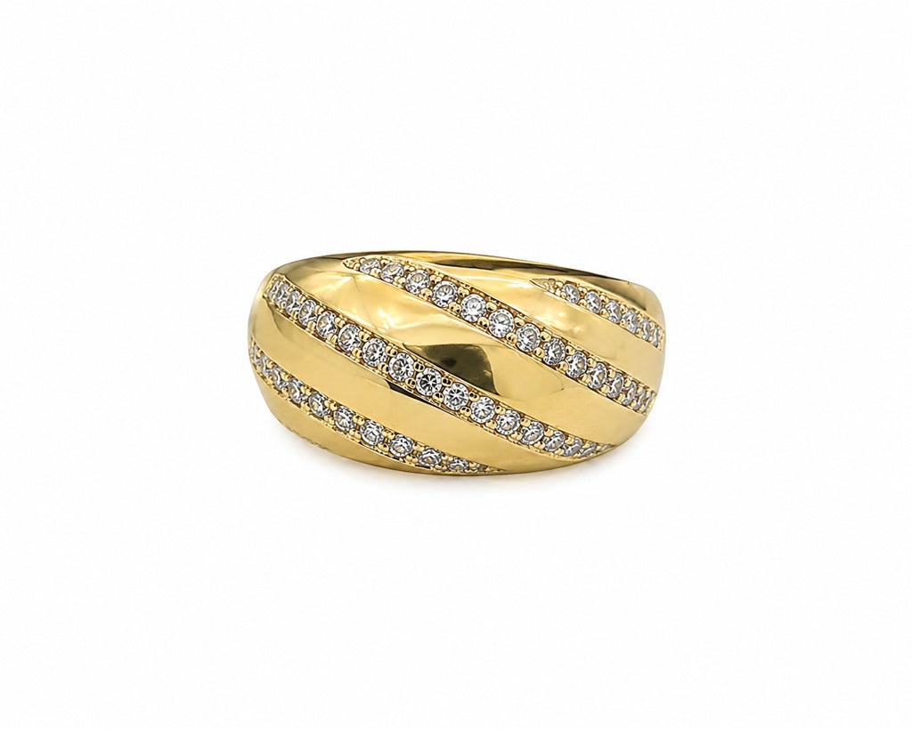 14KT YG MODERN CZ SPIRAL RING Size 7.5 & 8 & 8.5 Weight 2.8GR