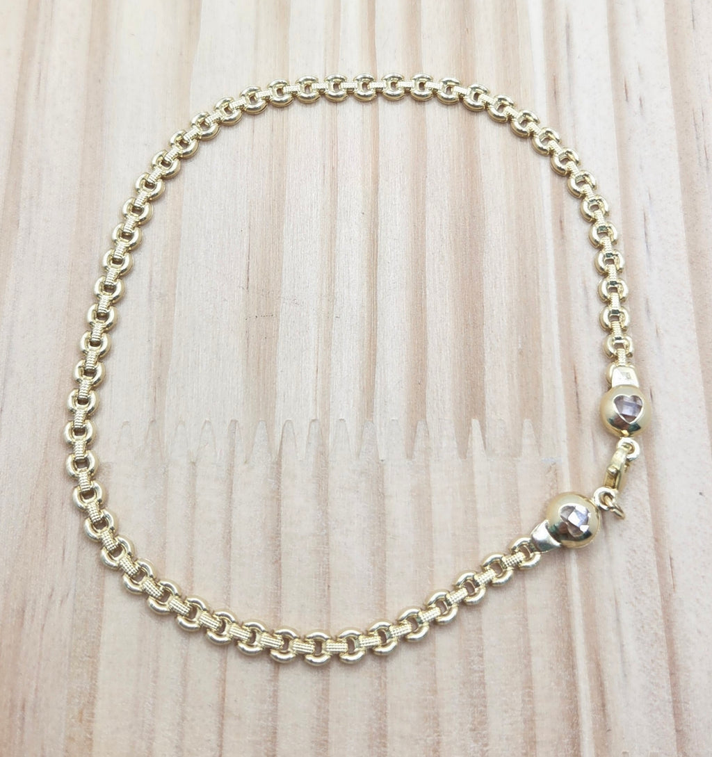 10KT FLAT ROLO STYLE ANKLET BRACELET Size 10INCH 3MM Weight 5.1GR