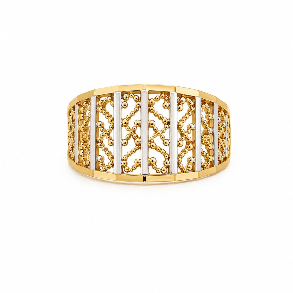 14KT VINTAGE NET DESIGN TWO TONE RING Size 7 Weigth 2.2GR