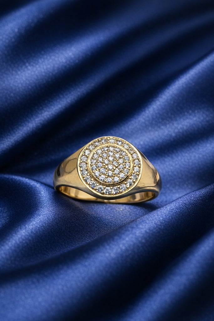 10KT  MODERN CZ ROUND RING Size 10.5-11 Weigth 3.6GR