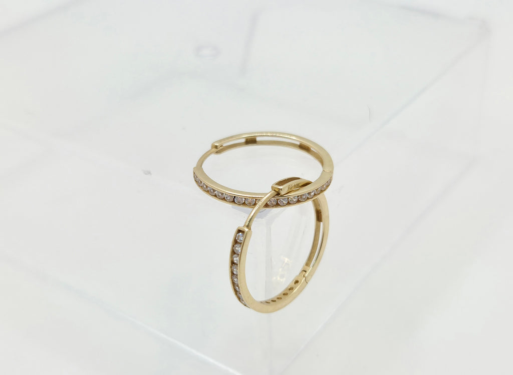 10KT DELICATE CZ DETAIL HOOPS EARRINGS Size 3 Weight 2.6GR