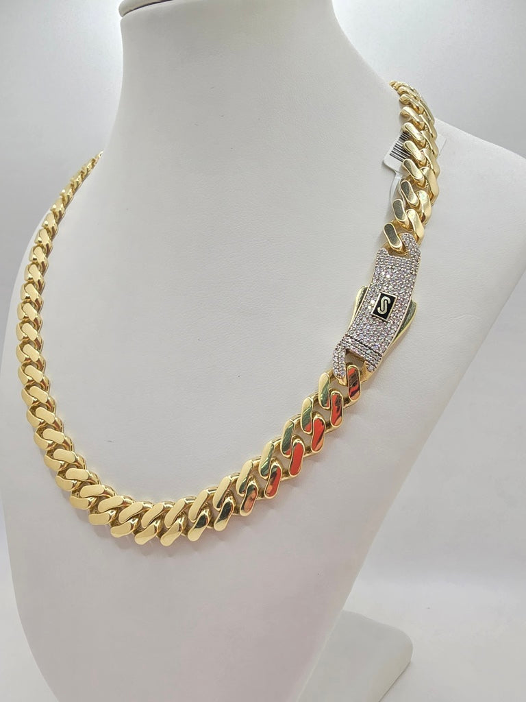 10KT  CERTIFIED MONACO CHAIN CZ CLOSURE Size 9.5MM 24INCH Weight 30GR